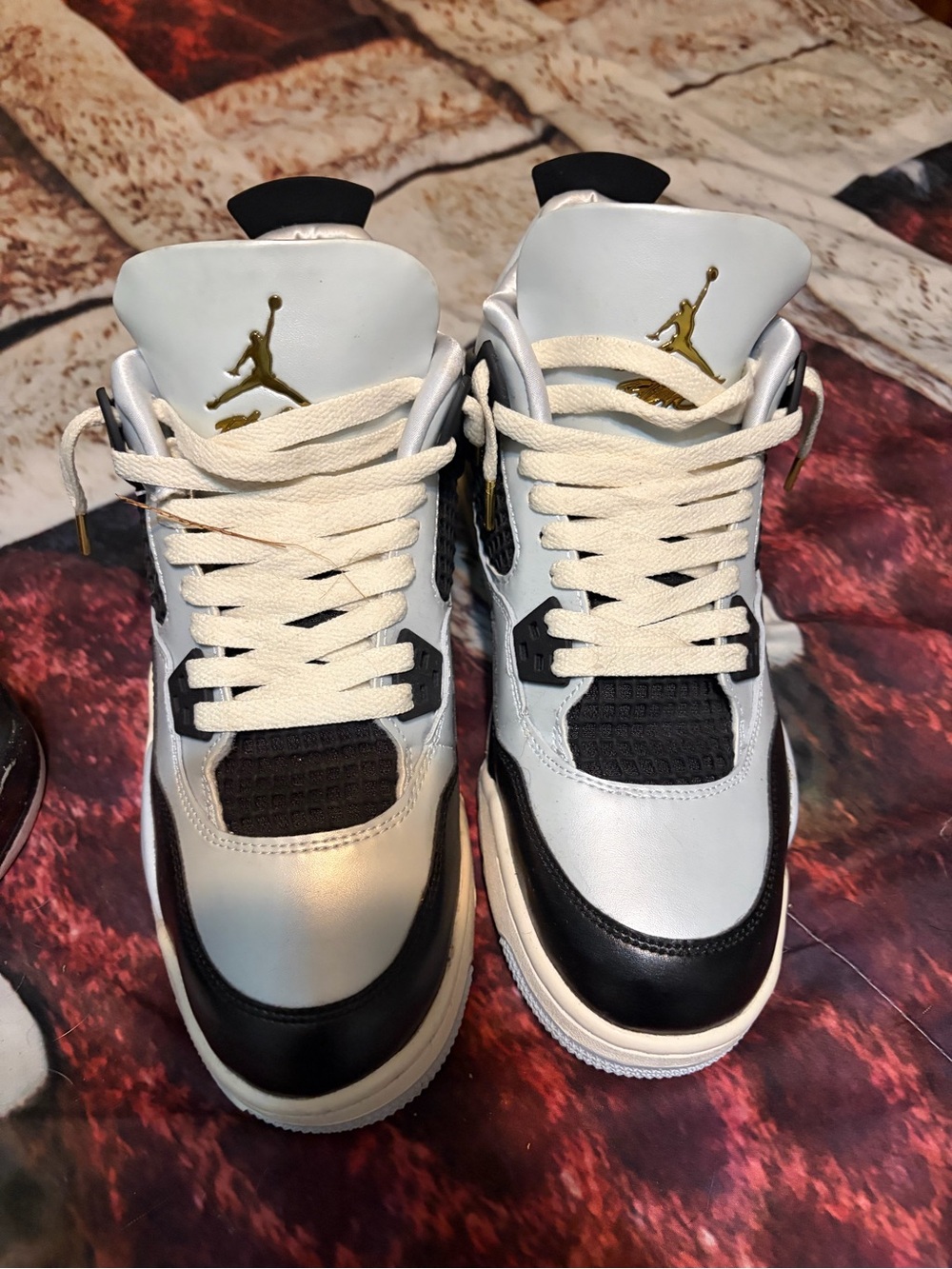 Jordan Kids White Black Gold Retro Basketball Shoes